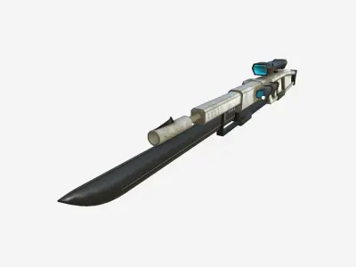 SciFi Sniper Gunblade A07 White - Fiction Weaponry Low-poly 3D model