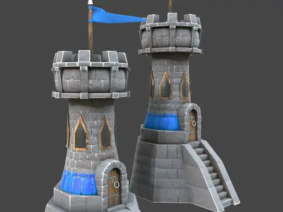 stone tower premium 3d model Low-poly 3D model