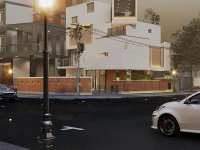 Modern Urban Corner House Compact Residential  Low-poly 3D model