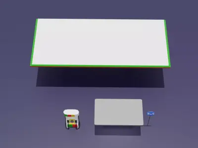 Low Poly Bus Stop Station Gas Station Pack Stylized City Props Low-poly 3D model