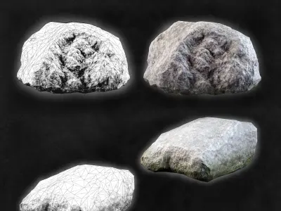 10 Low Poly Stone  3D model