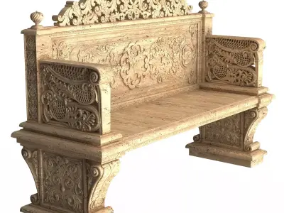 Stone Bench 05 Low-poly 3D model