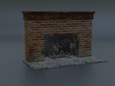 FirePlace brick Free low-poly 3D model