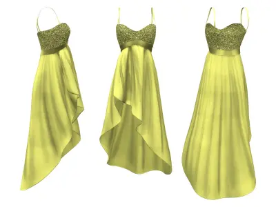 Spaghetti Strap Dress Low-poly 3D model