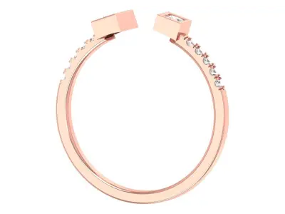 Open End Light Weight  Baguette Princess stone Band Ring 3D print model