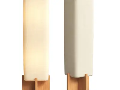 Toro Wood Floor Lamp with Woven Shade 3D model