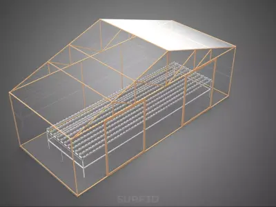 TRANSPARENT GREENHOUSE GARDEN NFT GROWING TABLE HYDROPONIC PLANT 3D model