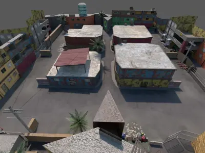 Favela Map - Cs Iceworld Layout - Mobile Compatible Game Ready Low-poly 3D model