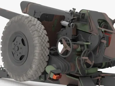  Camouflage Field Howitzer In Combat Position 