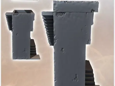 Desert building with exposed external stairs and glazed room ups 3D print model