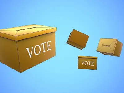 BOX TO VOTE CARTOON STYLIZED Low-poly 3D model