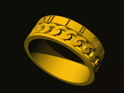 rings gold ring with roman numerals 3D print model