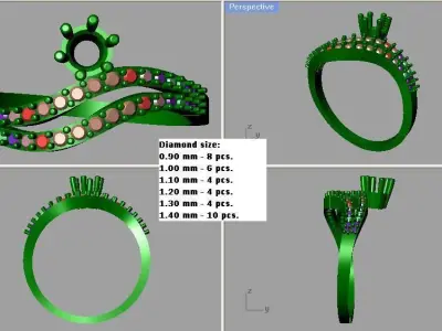 Solitaire Engagement Wedding Ring 3D print model 13