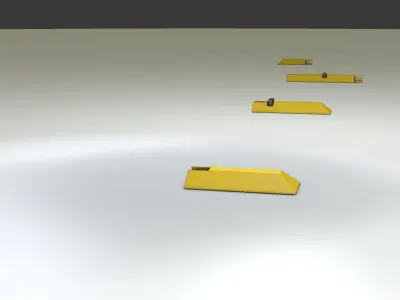 Yellow guide barrier 4 end-piece 2 Low-poly 3D model