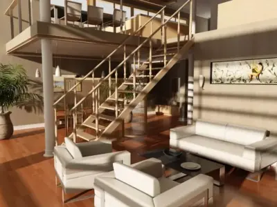 Photorealistic Living Room Scene 3D model