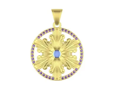 Flower Diamond Gold Pendant Design 3D print model