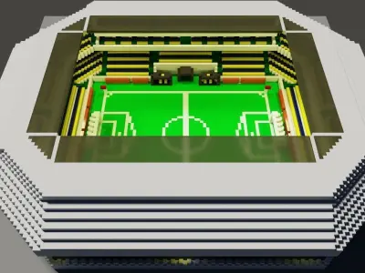 Voxel Stadium Low-poly 3D model
