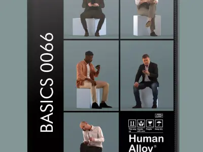 Set of 3D men talking on the phone 3D model