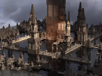 Huge Drake Fort Tower Kitbash 1 3D model