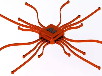 ai chip Symbol Red 3D model