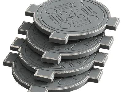 Sewage hatches Low-poly 3D model