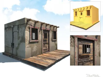 Western Jail Low Poly Low-poly 3D model