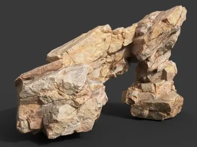 Low Poly Yellow Rock Formation 221219 - Ultra HD 16K Texture Low-poly 3D model