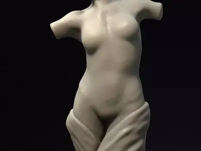 Marble Female Torst Bust Sculpture - OBJ ZTL HIP 3D model