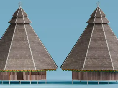 Traditional Houses - Rumah Kariwari Low-poly 3D model