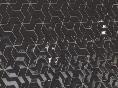 Dark Glossy Interlocking Zig-Zag Tiles PBR Seamless Texture