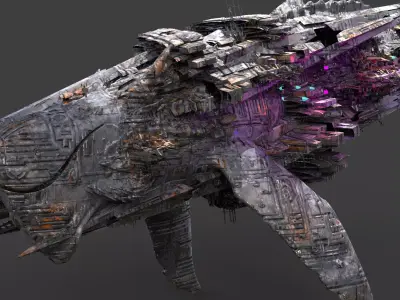 Deep Sea Sci fi whale Rig 2 3D model purchase