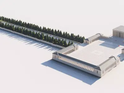 Anitkabir Detailed Low Poly Model and 2 Floor Plan dwg Low-poly 3D model