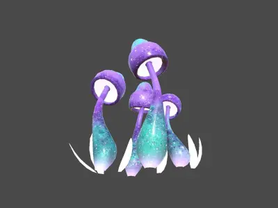 Fantasy Mushroom D06 Purple Blue - Scene Backdrop Design Low-poly 3D model