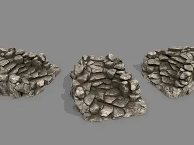 Old Stairs Low-poly 3D model 2