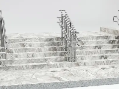 Stairs with ramp 3D model