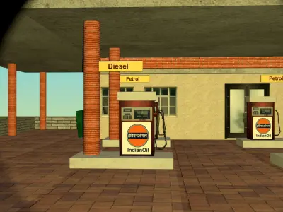 Indian Petrol Pump 3D Model 3D model