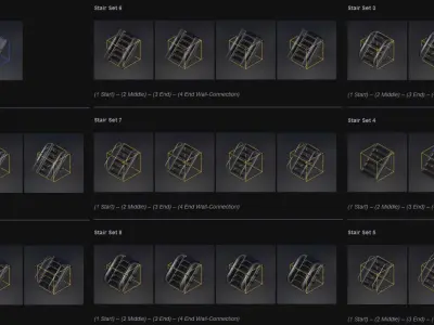 Futuristic Ladders and Stairs Set - All Available PBR Textures  Low-poly 3D model