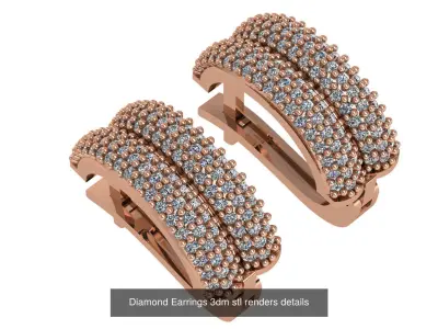 25 Diamond Earrings 3dm stl renders details  3D Model Pack