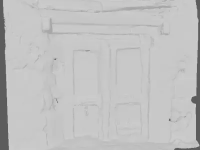 Broken wooden door in a state of disrepair 3D model