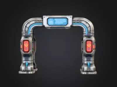 Futuristic Security Gate Low-poly 3D model