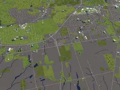 Hamilton Canada 50x50km 3D City Map 3D model