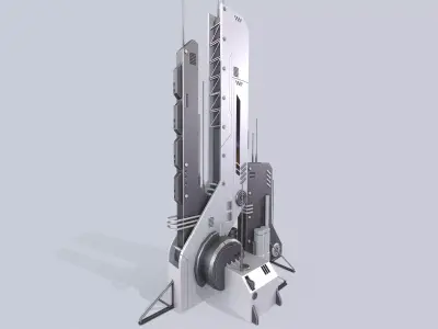 Futuristic building Low-poly 3D model 6
