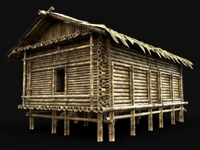 BAMBOO HOUSE JUNGLE HUT CASTAWAY SURVIVAL BUILDER COLLECTION AAA 3D Model Pack
