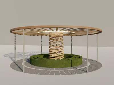 Architectural Planter with Wooden Canopy Low-poly 3D model