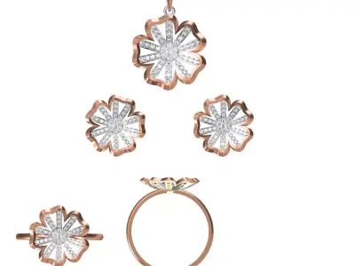 Light wt Ring Earrings Pendant set 3dm stl 1-render details 3D print model shop
