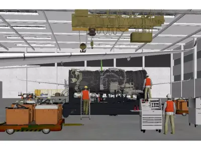 Aircraft Maintenance and Assembly Workshop Low-poly 3D model