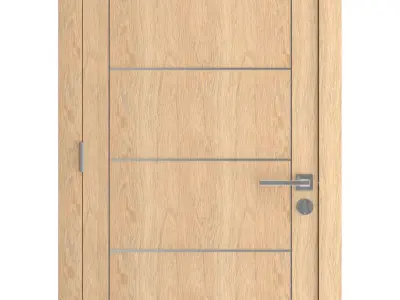 Door-062 wooden door with glass panel 3D model