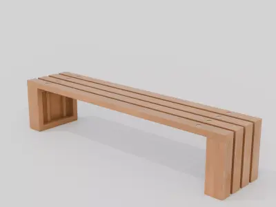 Outdoor Wooden Bench 3  Low-poly 3D model