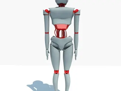 Rigged Robotic Red Waist Female  3D model