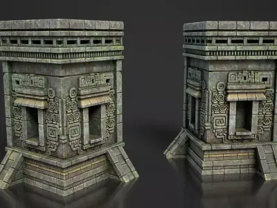 Mayan Temple Wall Modulars 06 250726 Low-poly 3D model